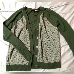 Northcrest Green and White Cardigan Sweater
